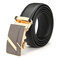 Gold Silver Alloy Adejustable Automatic Frosted Buckle Men's Cowhide Business Belt - #03