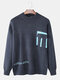 Mens Pocket Designer Stylish Crew Neck Casual Knitted Pullover Sweater - Navy