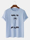 Mens Sunflower Slogan Print Crew Neck Short Sleeve Cotton T-Shirts - Blue