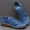 Women Large Size Solid Color Slip On Slip Resistant Casual Flat Shoes - Blue