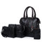 4 PCS Women Leather Handbags Vintage Multi-function Crossbody Bags - Black