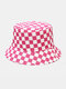 यूनिसेक्स डबल पक्षीय कपास जाली पैटर्न फैशन आउटडोर सनशेड बाल्टी टोपी - गुलाबी