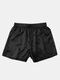 Calzoncillos tipo bóxer con cintura elástica para hombre, 7 colores, seda tailandesa, pantalones cortos - Negro