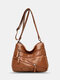 Women Vintage PU Leather Large Capacity Anti-theft Casual Crossbody Bags Shoulder Bag - Brown