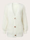 Plus Size Casual Solid Button Pocket Plush Loose Cardigan - Beige