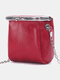 Genuine Leather Metal Buckle Design Crossbody Bag Phone Bag Coin Purse - Red