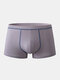 Mens Plain Color Block Stripe Soft Breathable Underwear Soft Boxer Briefs - Grey