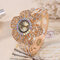 Vintage Geometric Large Flower Disc Bracelet Watch Personality Rhinestone Quartz WristWatch - White