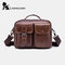 Men Solid Genuine Leather Crossbody Bag   - Brown