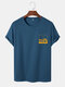 Mens Landscape Chest Print Crew Neck Short Sleeve T-Shirts - Blue
