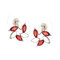 Luxury Gold Red White Flower Earrings Fashion Rhinestones Stud Cute Earrings Gift for Girls Women - Red