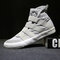 Men High Top Canvas Elastic Slip On Soft Casual Trainers - Grey