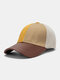 Unisex Polyester Cotton Color-match Patchwork PU Brim Drawstring Adjustable Fashion Sunshade Baseball Cap - Yellow