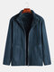 Mens Double Wearable Fleece Coats Long Sleeve Warm Fur Jackets - Navy