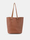 Women Vintage Large Capacity Multi-Carry Faux Leather Handbag Tote - Brown