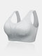 Plus Size Butterfly Lace Wireless Seamless Gather Full Cup Comfy Sleep Yoga Bra - Grey