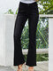 Denim Flared Trouser Zipper High Waist Jeans For Women - Black