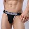 Mens Sexy Breathable Full Cotton Fashion Hollow Solid Color Briefs - Black