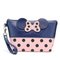 Women Cartoon Wave Point Cute Style Clutch Wallet Phone Bags Purse - Dark Blue