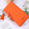 Women Faux Leather Long Phone Purse 8 Card Slot Wallet Tassel Multi-function Coin Bag - Orange