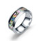 Unisex 8mm Stainless Steel Ring Colorful Dragon Pattern Blue Gold Couple Rings for Men Women Gift - Silver