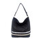 Women PU Leather Bucket Bag Large Capacity Tote Handbag Casual Shoulder Bag - Black