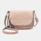 Women Flap Soft Leather Expandable Crossbody Bag - Light Pink