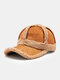 Unisex Color-match Wool Suede Patchwork Thickened Warmth Windproof All-match Baseball Cap - Khaki
