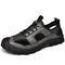 Men Anti-Collision Rubbe Toe Lace-up Outdoor Leather Sandals - Gray