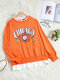Letters Print O-neck Stitching Hem Casual Sweatshirt for Women - Orange