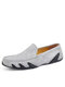 Men Pigskin Leather Driving Shoes Slip On Casual Loafers - Gray