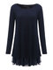 Casual Chiffon Patchwork Back Bow Double Layer Flared Blouse - Navy