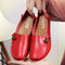 LOSTISY Big Size Soft Multi-Way Wearing Pure Color Flat Loafers - Red