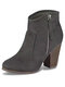 Plus Size Women Fashion Casual Side-zip High Heel Boots - Gray