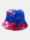 Unisex Faux Rabbit Fur Colorful Tie-dye Thicken Warmth Fashion Bucket Hat - #01