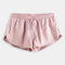 Men Smooth Faux Silk Arrow Pants Quick Dry Shorts Drawstring Solid Color Underwear Boxer Briefs - Pink