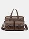 Vintage Business Versatile Stylish Design Pocket Front Multifunction Detachable Shoulder Bag Handbag - Dark Brown