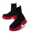 Large Size Women Casual Elastic Slip-On Platform Shoes Brief Soft Comfy Stretch Knit Sock Boots - Red