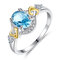 Fashion Finger Rings Double Heart Colorful Micro Zircon Rings Jewelry Hand Accessories for Women - Blue