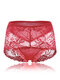 Culotte Sexy Souple Transparente avec Broderie en Dentelle Taille Mi-haute Sous-vêtement Mince pour Femme - rouge