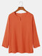 Mens Solid Color Notch Neck Side Split Drop Shoulder Cotton T-Shirts - Orange