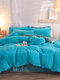4Pcs AB Sided Plain Color Crystal Velvet Comfy Bedding Duvet Cover Set Pillowcase Adults Bed Duvet Set - Lake Blue