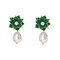 5 Colors Vintage Pearl Pendant Earring Geometric Three-dimensional Lotus Ear Drop Elegant Jewelry - Green