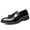 Men Stylish Tassel Pointed Toe Microfiber Leather Dress Shoes - Black