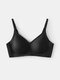 Women Wireless Back Closure Full Coverage Breathable Solid Color Bras - Black