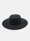شعر صوف للجنسين سادة اللون ضمادة فيونكة زخرفة مقعرة قبعة فيدورا - أسود