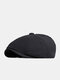 Men Cotton Elastic Breathable Casual Octagonal Hats Painter Hats Beret Flat Caps - Black