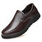 Men Microfiber Leather Slip Resistant Slip On Soft Casual Shoes - Brown