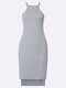 Sexy Split Hem Cami Halter Dress For Women - Grey