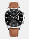 10 Colors PU Leather Men Business Watch Decorated Pointer Calendar Quartz Watch - Brown Band Black Case Silver Dia
